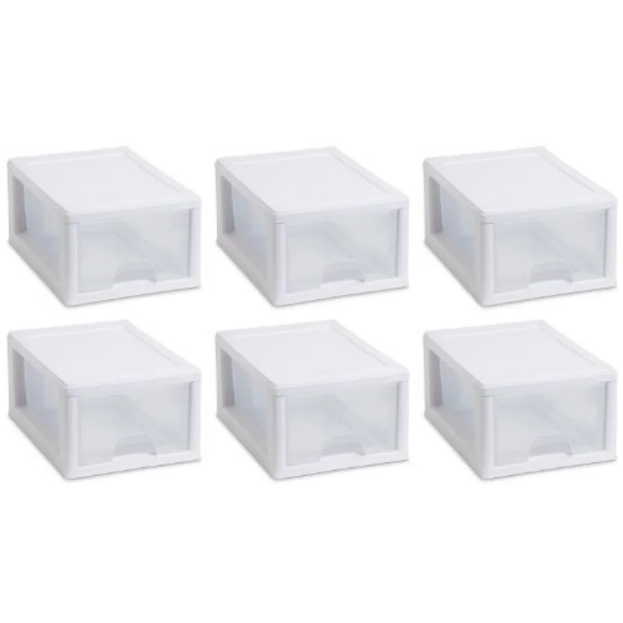 Sterilite 20518006 6 Quart/5.7 Liter Stacking Drawer White Frame with Clear Drawer pack of 6
Sterilite 20518006 6 Quart/5.7 Liter Stacking Drawer White Frame with Clear Drawer pack of 6