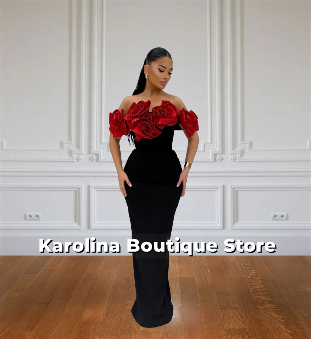 Absorbing Black Mermaid Evening Dresses Red Flower Off The Shoulder Arabic Wedding Party Gowns Dubai Cocktail Gowns Customized
Absorbing Black Mermaid Evening Dresses Red Flower Off The Shoulder Arabic Wedding Party Gowns Dubai Cocktail Gowns Customized
