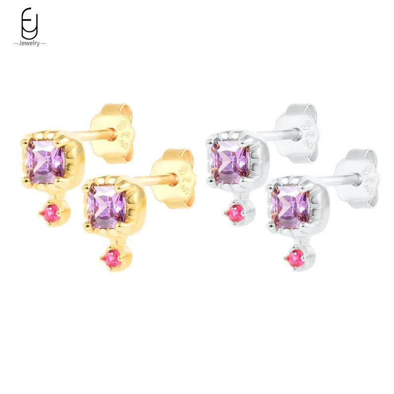 925 Sterling Silver Ear Needle Purple Zircon Stud Earrings for Women Fashion Square Piercing Earrings Luxury Jewelry Gifts
925 Sterling Silver Ear Needle Purple Zircon Stud Earrings for Women Fashion Square Piercing Earrings Luxury Jewelry Gifts