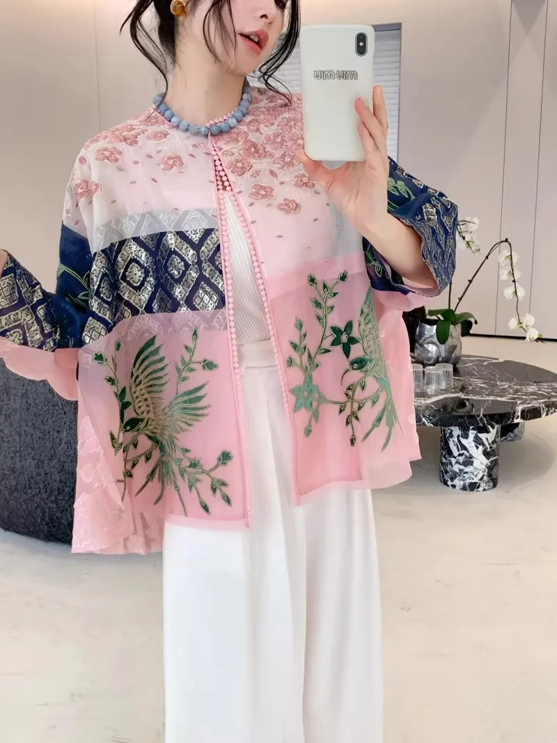 2026 New Chinese Style Women Silk Organza Cardigan Top Fashion Embroidered Vintage Loose Pink Jacquard Jacket
2026 New Chinese Style Women Silk Organza Cardigan Top Fashion Embroidered Vintage Loose Pink Jacquard Jacket