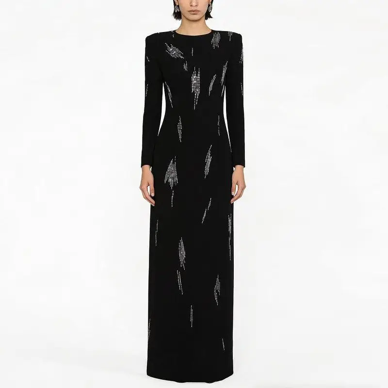Elegant High Quality Long Sleeve round Neck Slimming Beaded Dress Women's Fashionable Spring Autumn New Style Citywalk Dress
Elegant High Quality Long Sleeve round Neck Slimming Beaded Dress Women's Fashionable Spring Autumn New Style Citywalk Dress