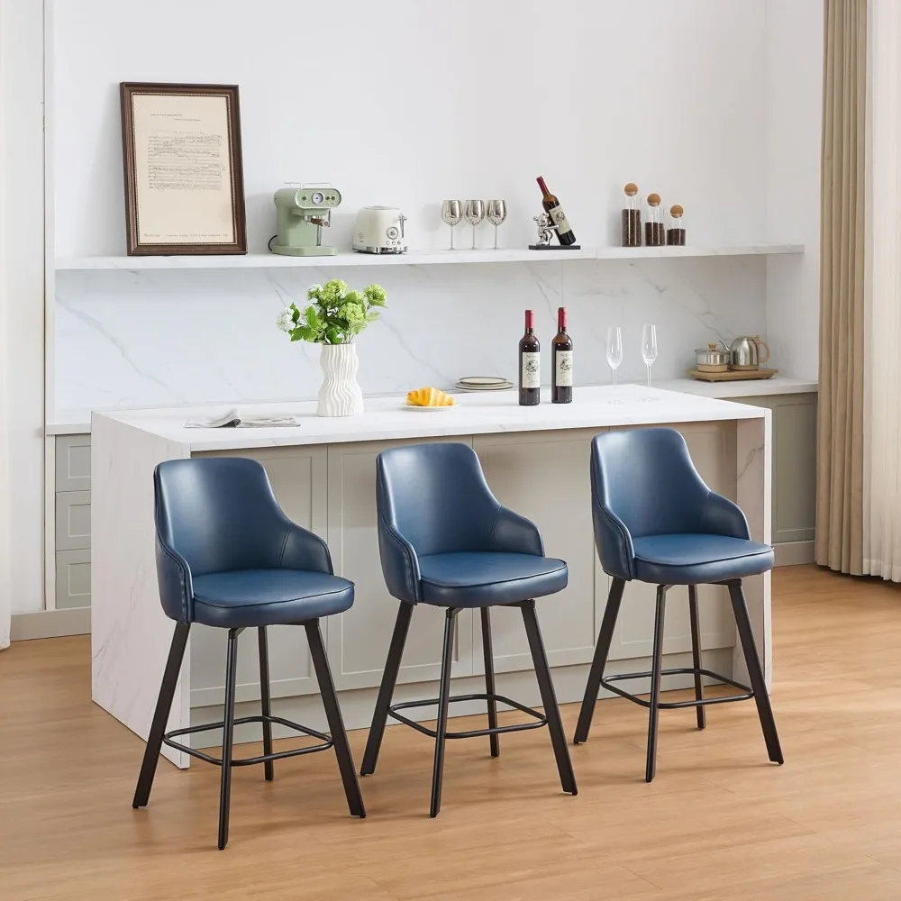 Bar Stools Set of 3, 26" Swivel Counter Height Bar stools with High Back, Faux Leather Kitchen Barstools Counter Height
Bar Stools Set of 3, 26" Swivel Counter Height Bar stools with High Back, Faux Leather Kitchen Barstools Counter Height