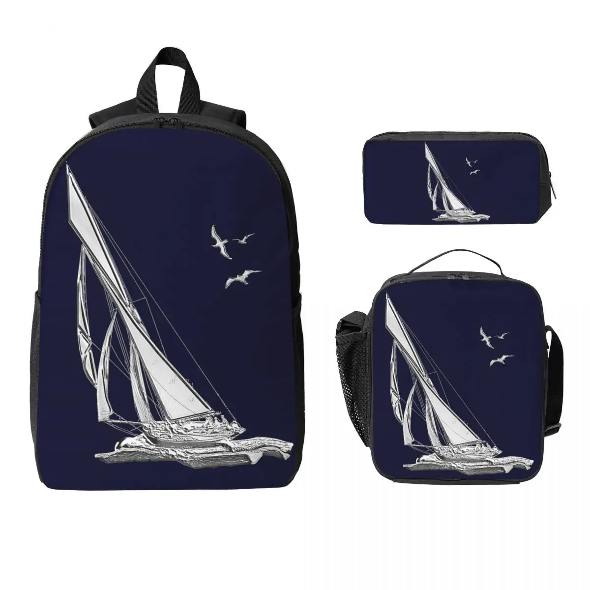 Chrome Style Nautical Sail Boat Applique Backpack Boy Girl BookBag School Bag Shoulder Bags 3ps Insulated Lunch Bag Pencil Case
Chrome Style Nautical Sail Boat Applique Backpack Boy Girl BookBag School Bag Shoulder Bags 3ps Insulated Lunch Bag Pencil Case