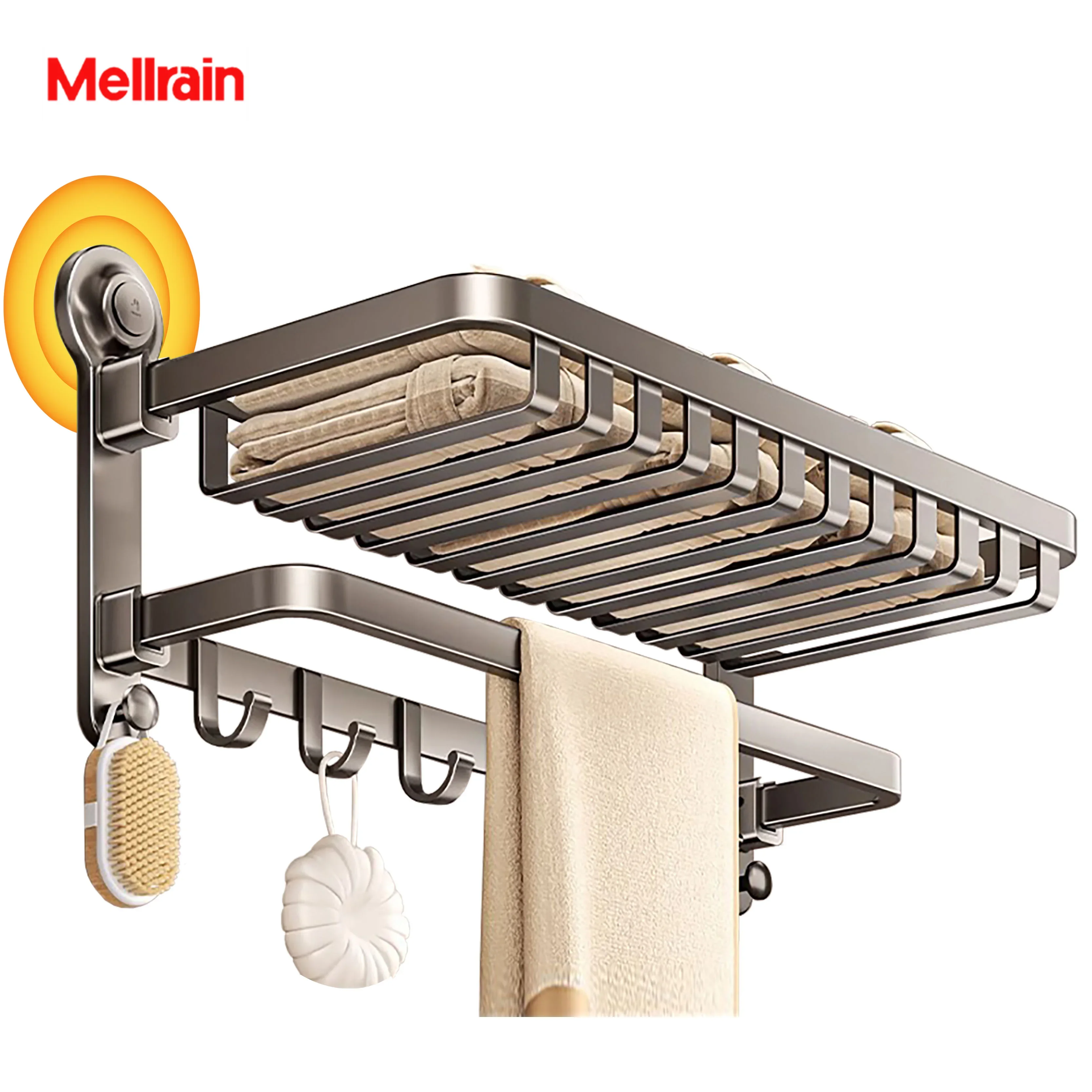 Suction Cup Towel Rack Gray Aluminum Folding Bath Towel Rack Shelf 50-60cm Towel Holder with Hook Hanger Organizers for Bathroom
Suction Cup Towel Rack Gray Aluminum Folding Bath Towel Rack Shelf 50-60cm Towel Holder with Hook Hanger Organizers for Bathroom