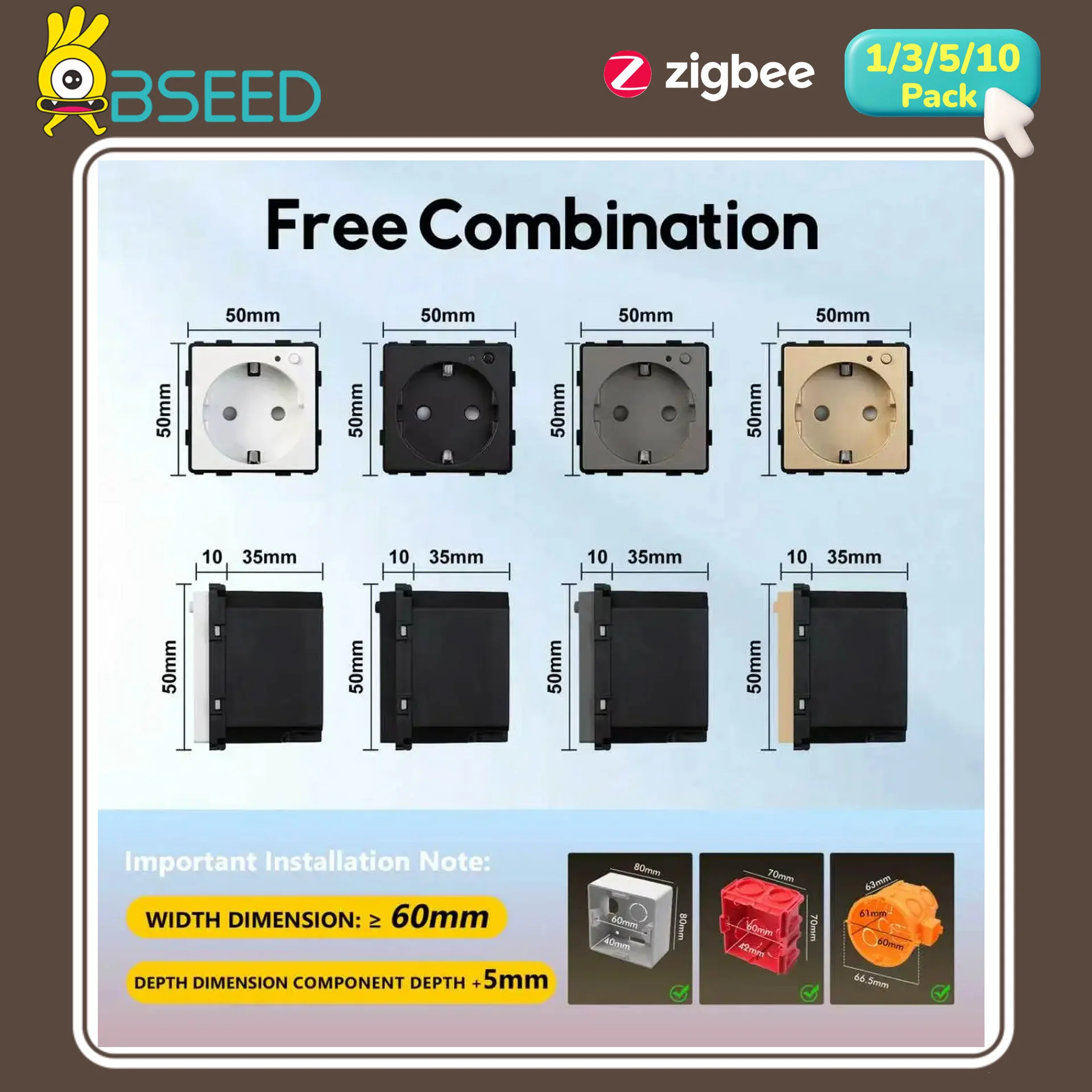 BSEED Zigbee Socket Modules 20W USB Phone Charge Smart Socket Parts Wall Socket Insert Tuya App Alexa Free Combination No Frame
BSEED Zigbee Socket Modules 20W USB Phone Charge Smart Socket Parts Wall Socket Insert Tuya App Alexa Free Combination No Frame