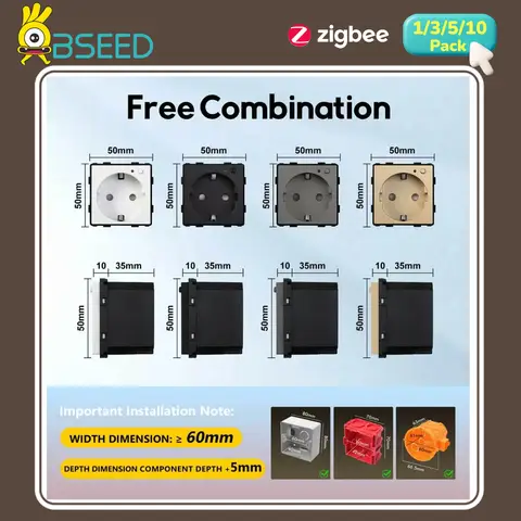 BSEED Zigbee Socket Modules 20W USB Phone Charge Smart Socket Parts Wall Socket Insert Tuya App Alexa Free Combination No Frame