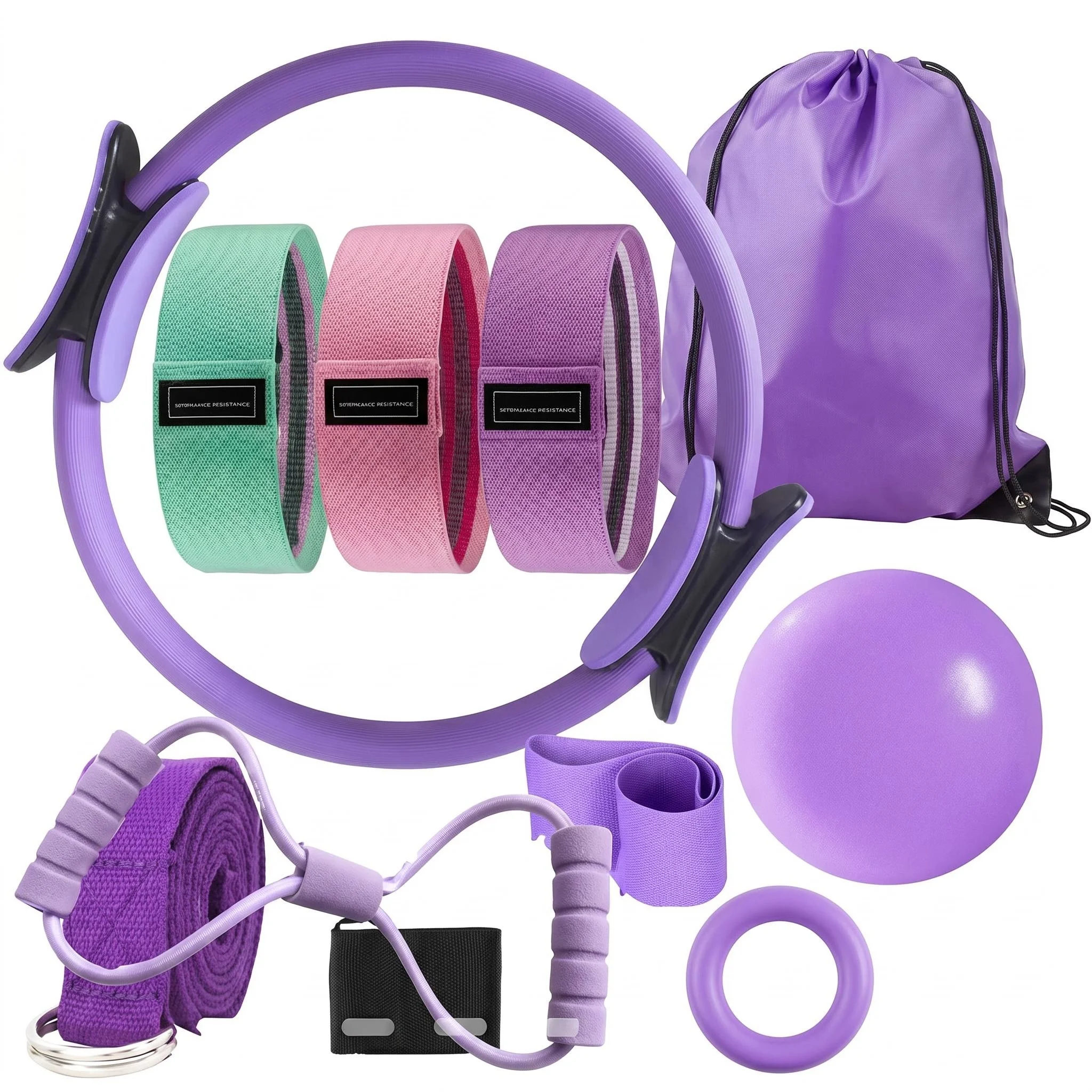 New Yoga Pilates Combo Set 10pc Resistance Bands with Ring Ball Booty Belt Purple Pink Bands Ring Ball Booty Belt
New Yoga Pilates Combo Set 10pc Resistance Bands with Ring Ball Booty Belt Purple Pink Bands Ring Ball Booty Belt