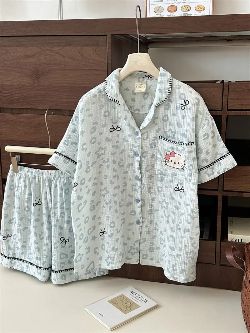 Sanrio Leopard Print Pajama Hello Kitty Pijama Y2K Short Sleeve Shorts Sleepwear Summer Pyjama Cute Nightwear Women Home Clothes
Sanrio Leopard Print Pajama Hello Kitty Pijama Y2K Short Sleeve Shorts Sleepwear Summer Pyjama Cute Nightwear Women Home Clothes