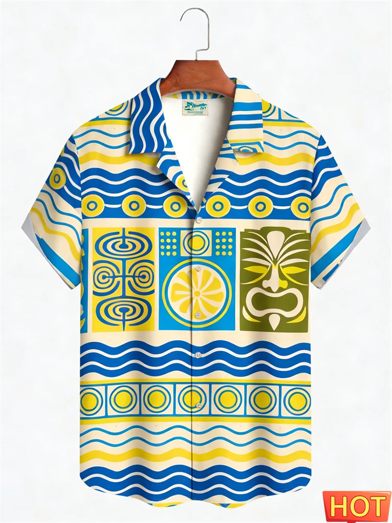Men's Retro Tiki Hawaiian Shirt Classic Colorful Wave & Tribal Mask Print Casual Short Sleeve Button Summer Beach Shirt Daily
Men's Retro Tiki Hawaiian Shirt Classic Colorful Wave & Tribal Mask Print Casual Short Sleeve Button Summer Beach Shirt Daily