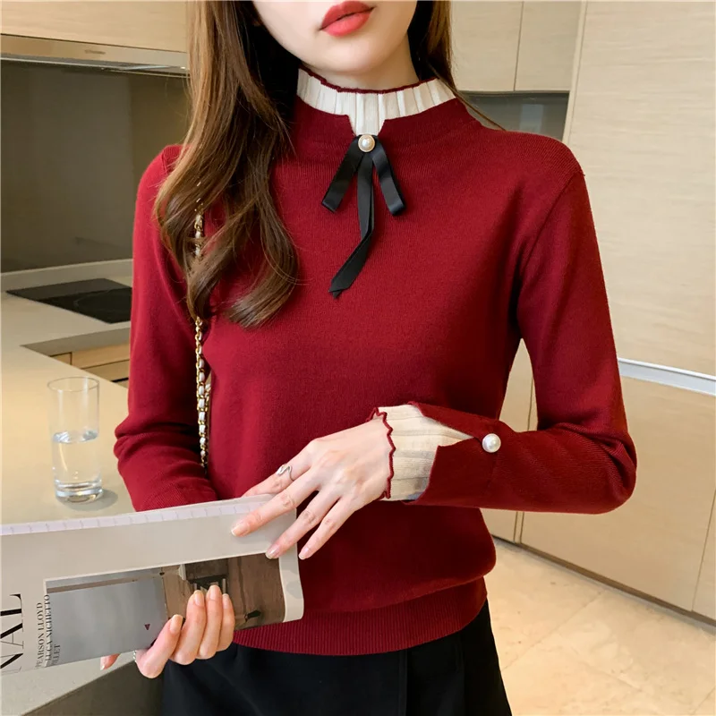 2023 New Fall Winter European Clothes Knitted Sweater Chic Sexy Fake Two Pieces Bowknot Women Long Sleeve Patchwork Tops 311005
2023 New Fall Winter European Clothes Knitted Sweater Chic Sexy Fake Two Pieces Bowknot Women Long Sleeve Patchwork Tops 311005