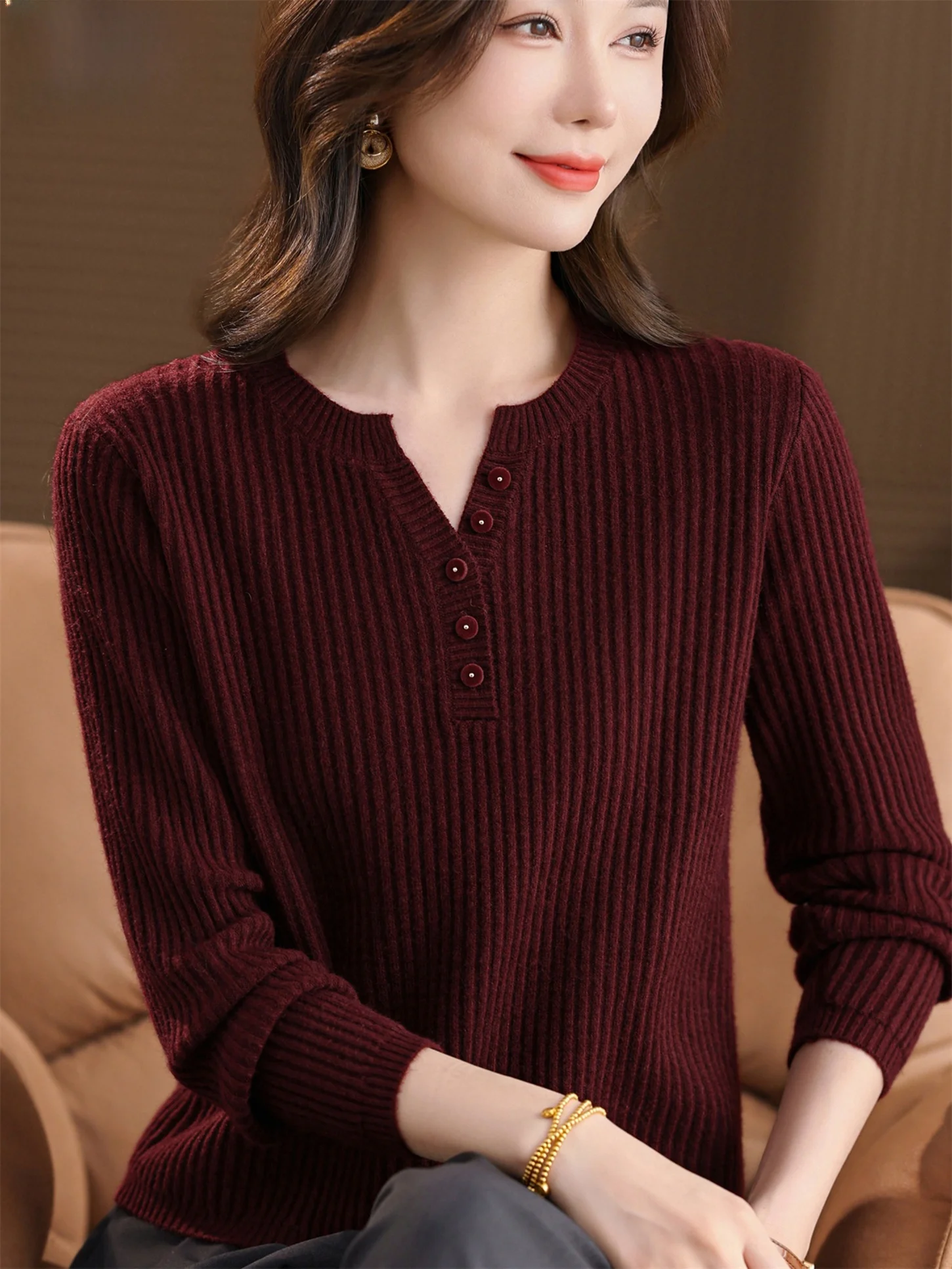 V-Ne Button up Knitted Sweater Long Sve Slimming Base Layer irt Women's Faion Autumn Winter New Sle Midi Length
V-Ne Button up Knitted Sweater Long Sve Slimming Base Layer irt Women's Faion Autumn Winter New Sle Midi Length