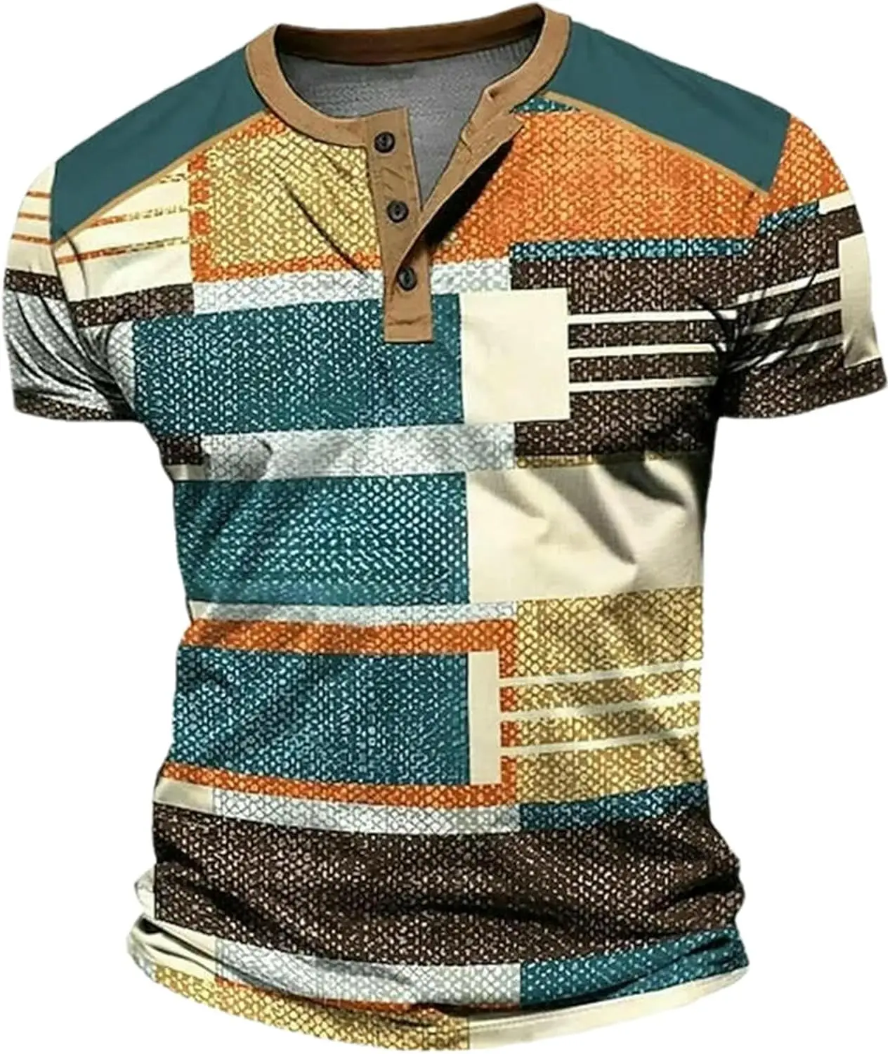 3D Colorful Stripe Print Men's Henley T-Shirt Loose Breathable Daily Casual Short-Sleeved Button Henry Shirts Summer Trendy Tees
3D Colorful Stripe Print Men's Henley T-Shirt Loose Breathable Daily Casual Short-Sleeved Button Henry Shirts Summer Trendy Tees