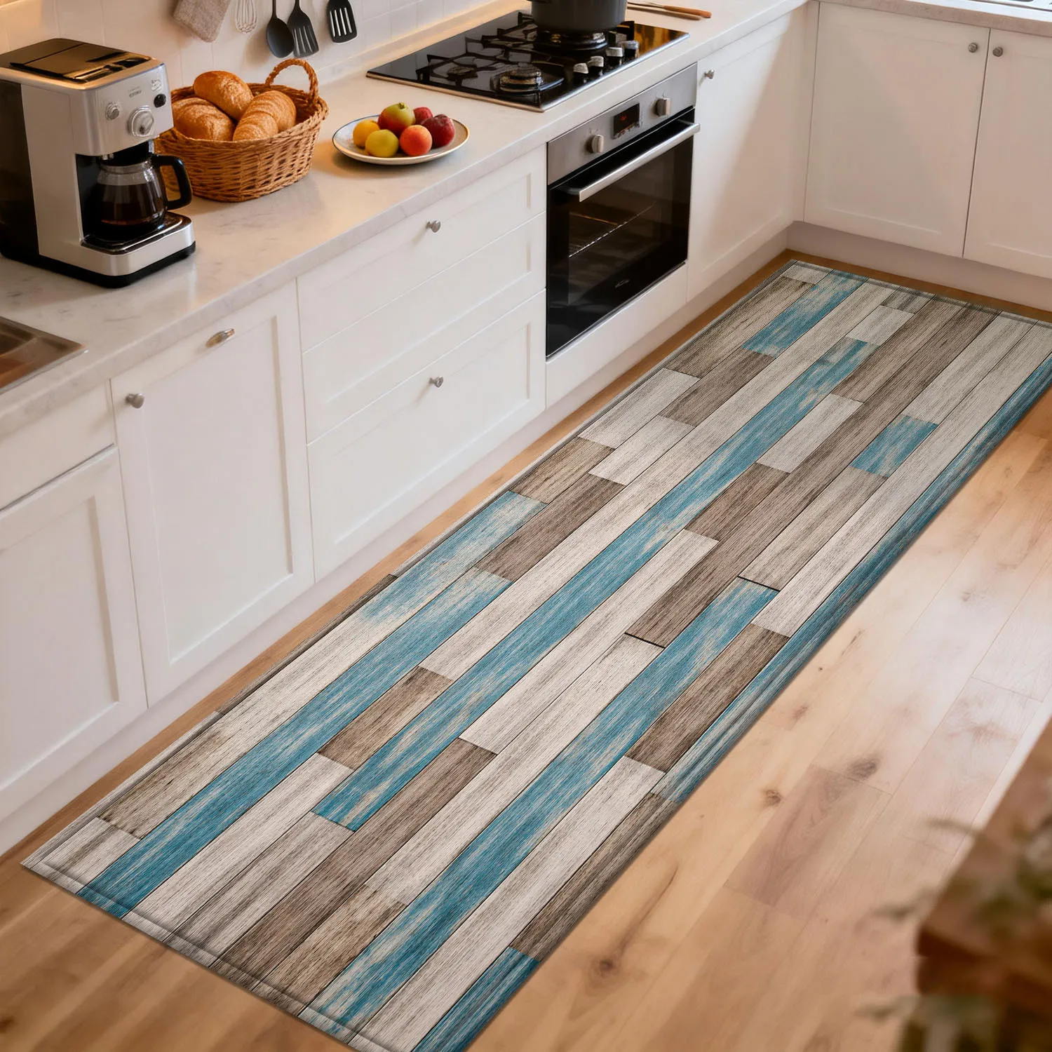 Rustic Distressed Blue Wood Runner Rug, Realistic Plank Pattern Non-Slip Absorbent Floor Mat for Kitchen Entryway Living Room
Rustic Distressed Blue Wood Runner Rug, Realistic Plank Pattern Non-Slip Absorbent Floor Mat for Kitchen Entryway Living Room