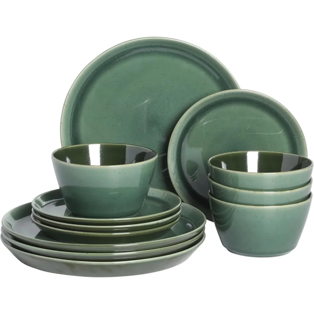 Gibson Elite 12-Piece Set: Service for 4 with Fern Canyon Design Reactive Glaze Modern Coupe Round Stoneware Ceramic Dinnerware
Gibson Elite 12-Piece Set: Service for 4 with Fern Canyon Design Reactive Glaze Modern Coupe Round Stoneware Ceramic Dinnerware