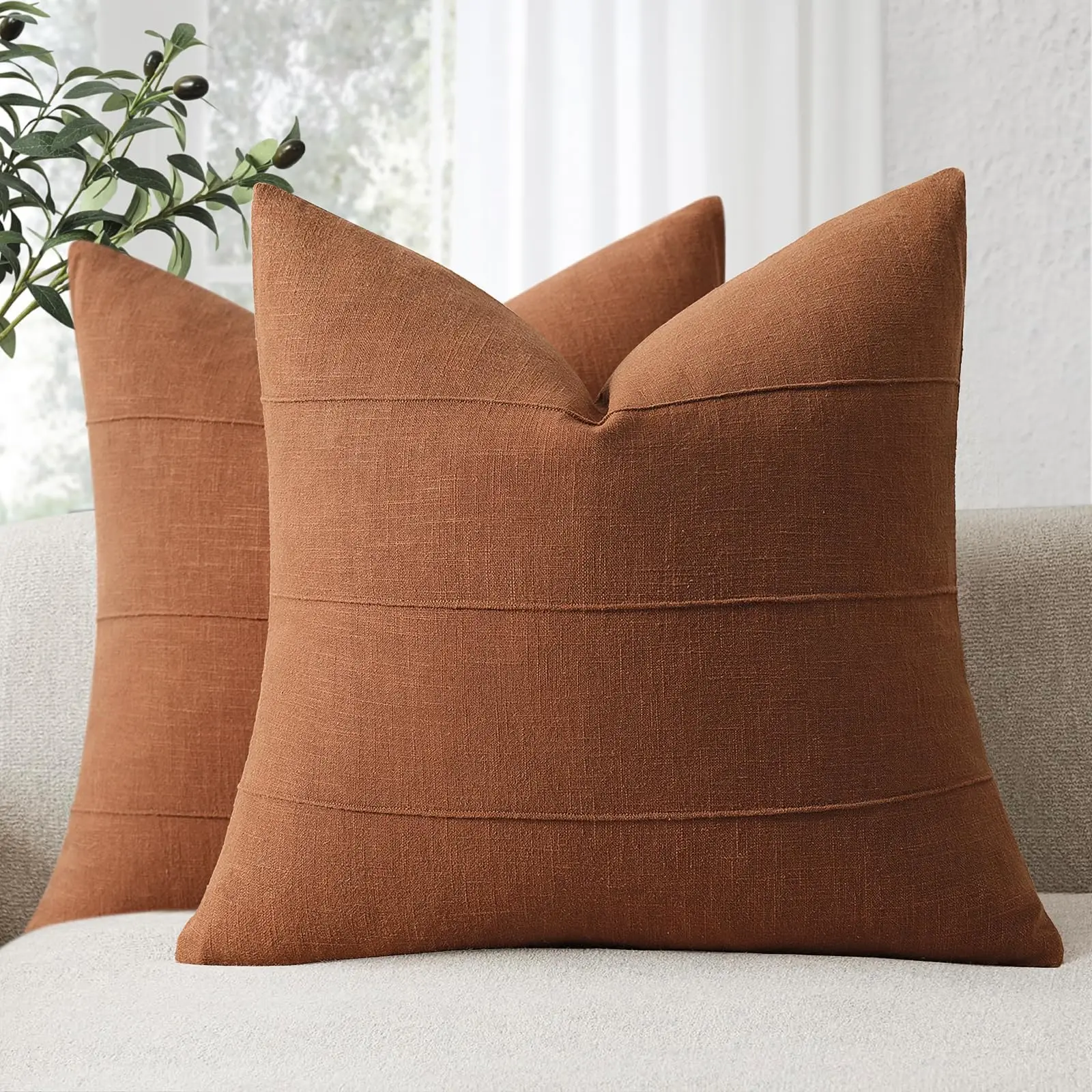 Decorative Linen Throw Fall Pillow Covers Set of 2 Solid Handcrafted Striped Cushion Covers for Bed Soft Modern Pillowcase
Decorative Linen Throw Fall Pillow Covers Set of 2 Solid Handcrafted Striped Cushion Covers for Bed Soft Modern Pillowcase