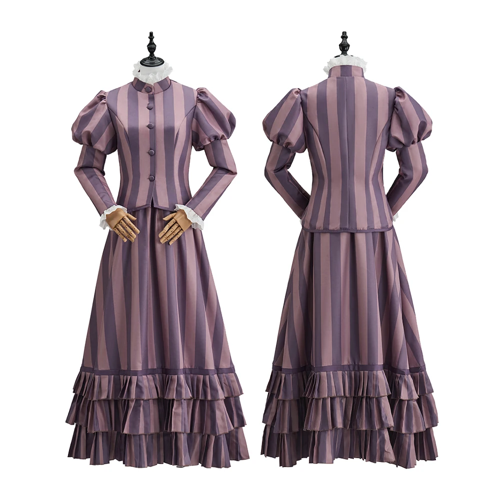 Women's Corpse Bride Victoria Striped Walking Dress Victoria Everglot Cosplay Costume Halloween Carnival Disguise Outfits
Women's Corpse Bride Victoria Striped Walking Dress Victoria Everglot Cosplay Costume Halloween Carnival Disguise Outfits