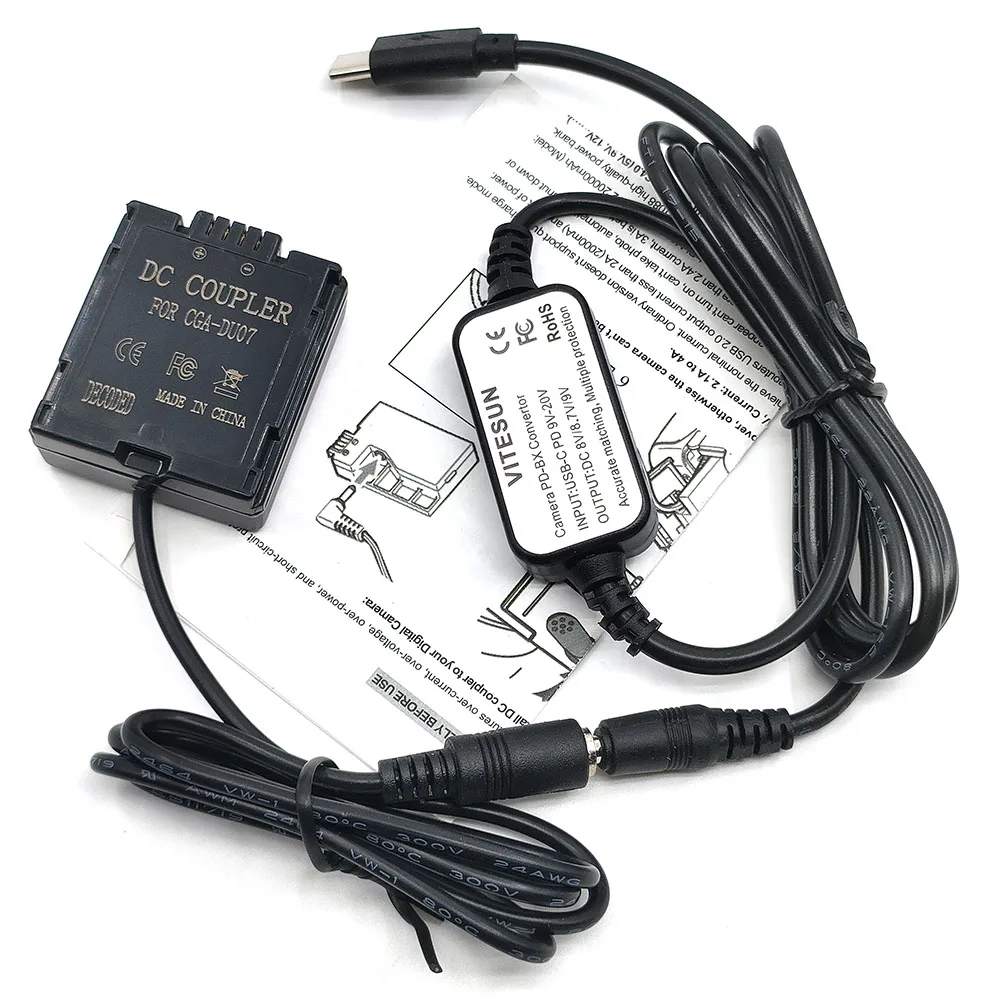 CGA-DU07 DU06 DU14 DU21 Dummy Battery+USB C PD Power Cable For Panasonic DZ-GX3100 GX5300 MV350 MV550 MV730 MV780 NV-GS180 GS230
CGA-DU07 DU06 DU14 DU21 Dummy Battery+USB C PD Power Cable For Panasonic DZ-GX3100 GX5300 MV350 MV550 MV730 MV780 NV-GS180 GS230