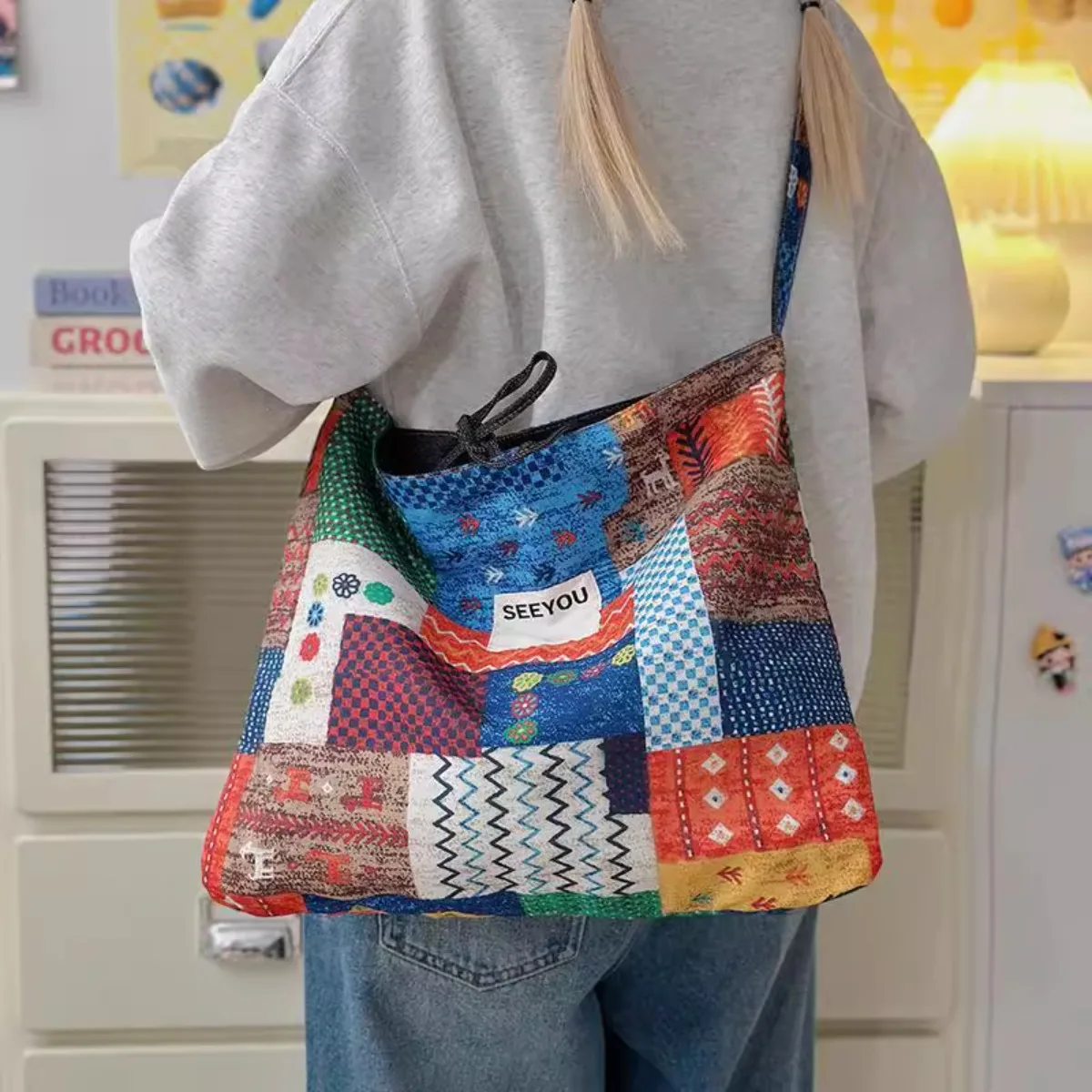JIOMAY Women's Boho Ethnic Shoulder Bag Vintage Colorblock Shoulder Bag, Reversible Embroidered Tote with Spacious Interior
JIOMAY Women's Boho Ethnic Shoulder Bag Vintage Colorblock Shoulder Bag, Reversible Embroidered Tote with Spacious Interior