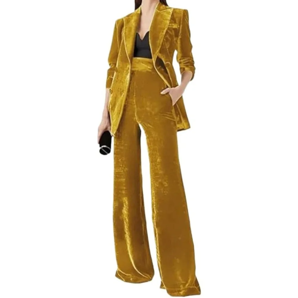Womens Velvet Pant Suit 2 PC Double Breasted Prom Tuxedos Peak Lapel Office Work Outfit Formal Suit
Womens Velvet Pant Suit 2 PC Double Breasted Prom Tuxedos Peak Lapel Office Work Outfit Formal Suit