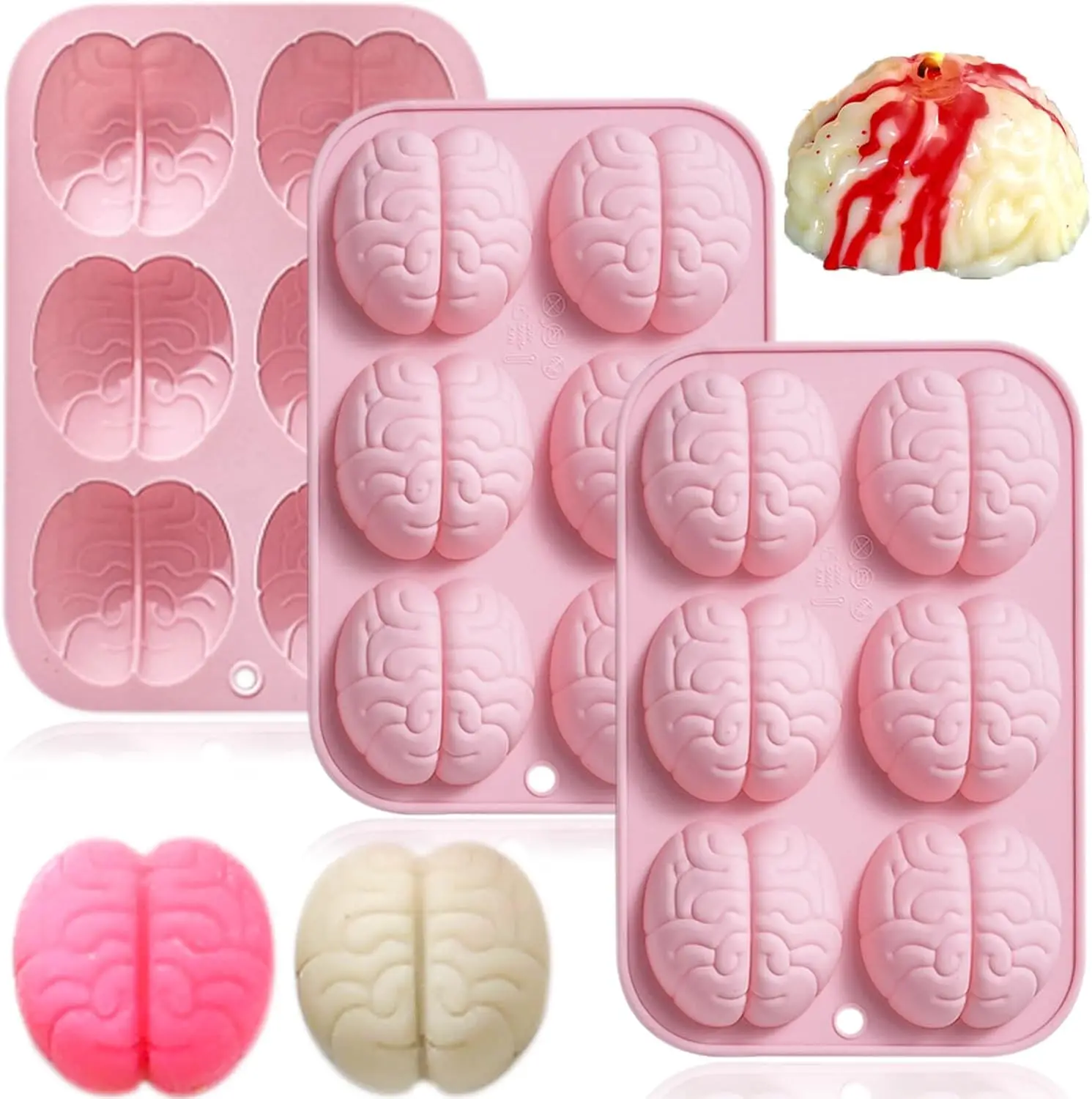 Halloween Silicone Brain Mold Halloween Brain Chocolate Molds Handmade Soap Pudding Candle Mousse Cake Candy Making Kit
Halloween Silicone Brain Mold Halloween Brain Chocolate Molds Handmade Soap Pudding Candle Mousse Cake Candy Making Kit