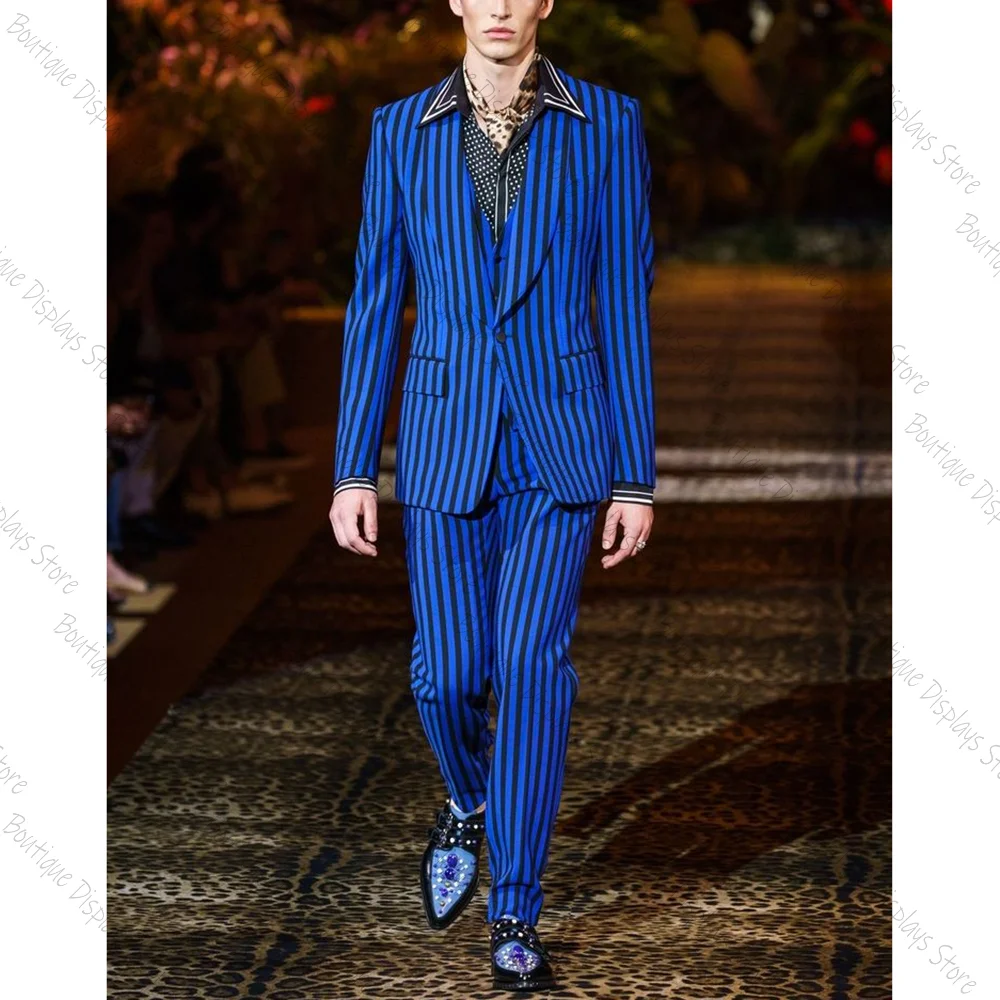 Blue and Black Stripes Single Breasted Men Suit Three Pieces(Jacket+Pants+Vest) Lapel Outfits Chic Casual Party Prom Wedding Set
Blue and Black Stripes Single Breasted Men Suit Three Pieces(Jacket+Pants+Vest) Lapel Outfits Chic Casual Party Prom Wedding Set