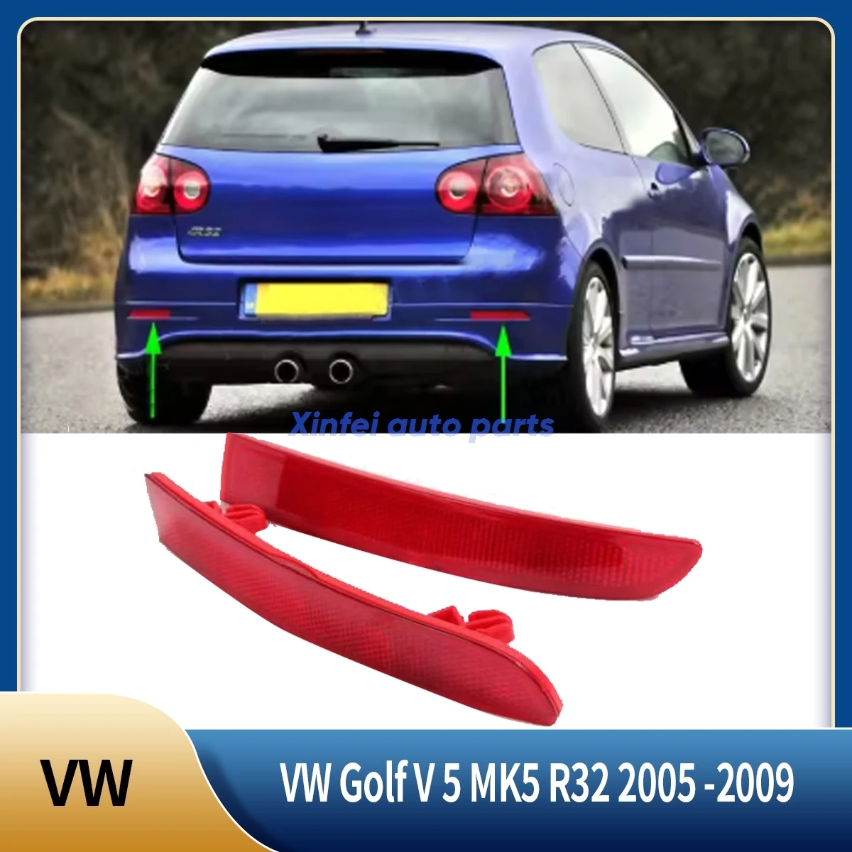 Rear Bumper Tail Turn Signal Reflector Fog Lamp Cover For VW Golf V 5 MK5 R32 2005 2006 2007 2008 2009
Rear Bumper Tail Turn Signal Reflector Fog Lamp Cover For VW Golf V 5 MK5 R32 2005 2006 2007 2008 2009