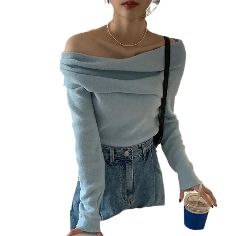 Off Shoulder Knitted BlueShirt Women Autumn Winter New Off Shoulder Large Polo Bottom Shirt Slim Fit Cardigan Knitted Cardigan
Off Shoulder Knitted BlueShirt Women Autumn Winter New Off Shoulder Large Polo Bottom Shirt Slim Fit Cardigan Knitted Cardigan