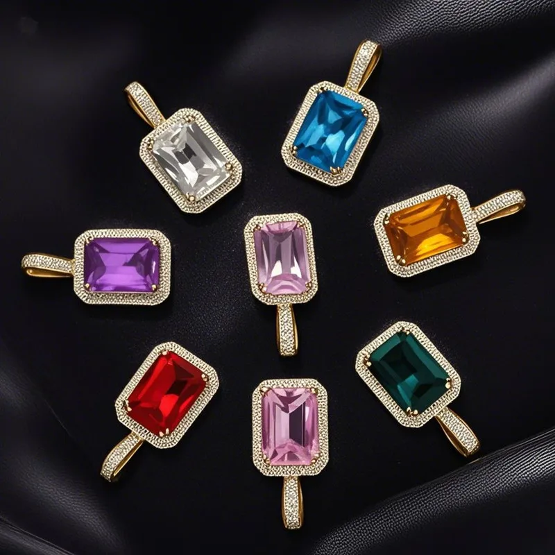 Cubic Zirconia Yellow/Pink/Blue/Green/Red Square Semi Gem Pendant Necklace for Men & Women 18inch Rope Chain hip hop jewelry
Cubic Zirconia Yellow/Pink/Blue/Green/Red Square Semi Gem Pendant Necklace for Men & Women 18inch Rope Chain hip hop jewelry