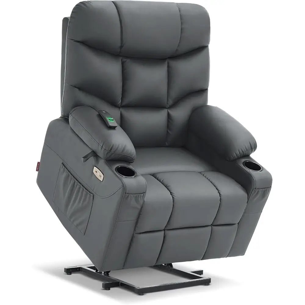 Elderly-Friendly Electric Recliner Chair with Extended Footrest, USB Ports, Cup Holders, and Faux Leather in Medium Grey
Elderly-Friendly Electric Recliner Chair with Extended Footrest, USB Ports, Cup Holders, and Faux Leather in Medium Grey