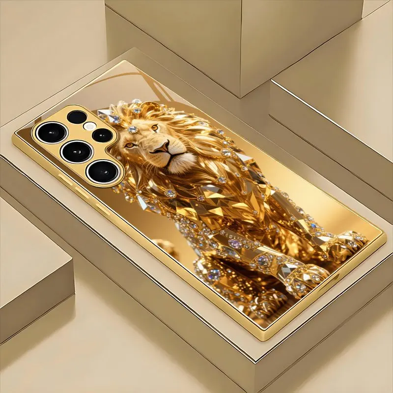 Diamond Golden Lion Pattern Glass Golden Phone Case for Galaxy S26/S25/S24/S23 Ultra /S22 Ultra/S20 Ultra/56/A72/A73 5G
Diamond Golden Lion Pattern Glass Golden Phone Case for Galaxy S26/S25/S24/S23 Ultra /S22 Ultra/S20 Ultra/56/A72/A73 5G