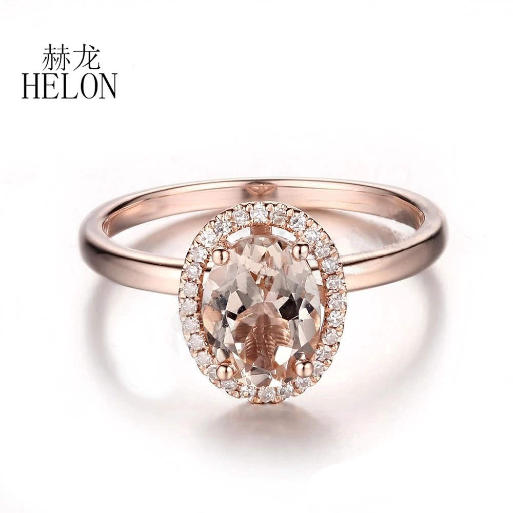 HELON Solid 14K Rose Gold Oval 8x6mm Natural Morganite Diamonds Engagement Ring Women Wedding Band Anniversary Bridal Gift
HELON Solid 14K Rose Gold Oval 8x6mm Natural Morganite Diamonds Engagement Ring Women Wedding Band Anniversary Bridal Gift