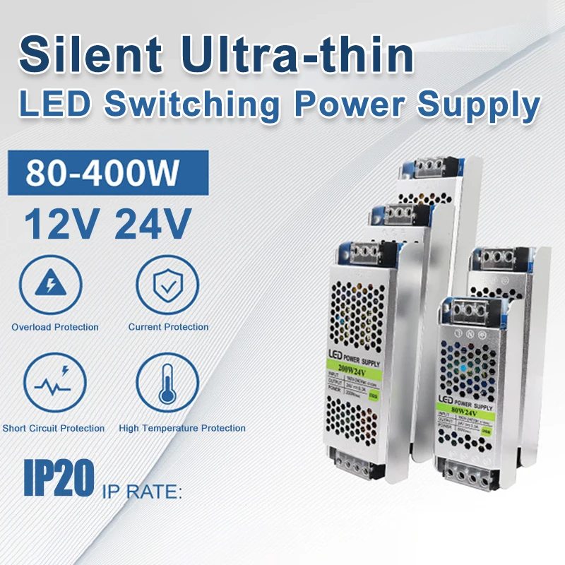 Silent Ultra Thin Switching Power Supply 12V 24V 200W 300W 400W Regulated DC Variable Voltage LED Driver Converter
Silent Ultra Thin Switching Power Supply 12V 24V 200W 300W 400W Regulated DC Variable Voltage LED Driver Converter