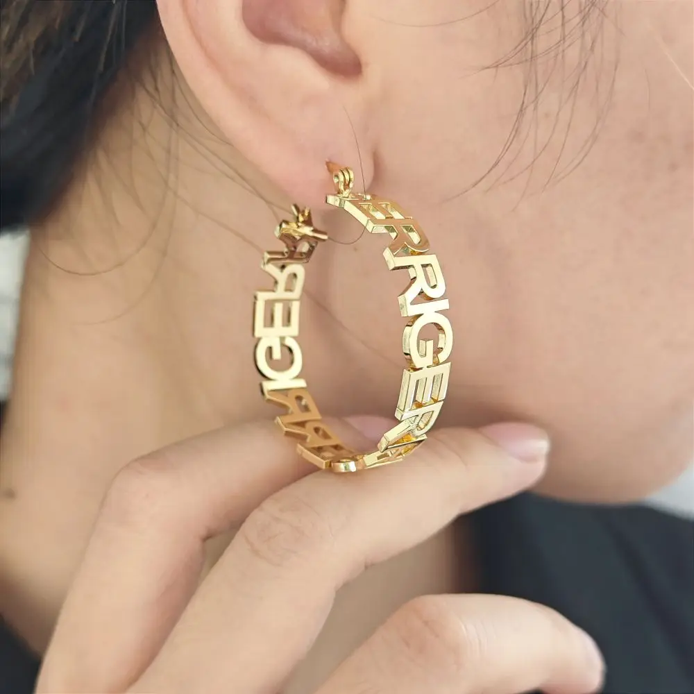 2023 40mm Personalize Stainless Steel Hallow Name Designer Earring Custom Girl Cute Gold Plated Earring For Women Jewelry Gifts
2023 40mm Personalize Stainless Steel Hallow Name Designer Earring Custom Girl Cute Gold Plated Earring For Women Jewelry Gifts