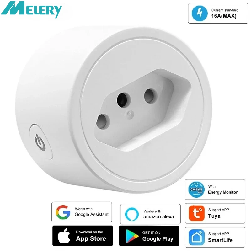 Melery WIFi Tuya Smart Plug Brazil Power Socket 16A Outlet Surge Protector Energy Monitor Timer Voice Remote Alexa Google Home
Melery WIFi Tuya Smart Plug Brazil Power Socket 16A Outlet Surge Protector Energy Monitor Timer Voice Remote Alexa Google Home