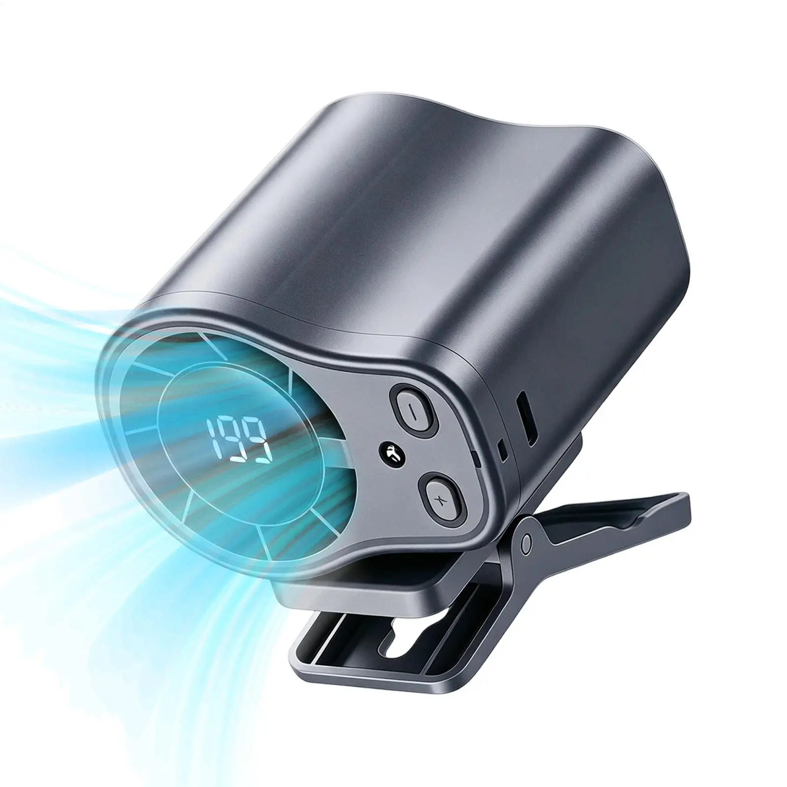 USB Rechargeable Semiconductor Cooling Fan Clip on with 360 Rotation 3 Wind Speeds LED Battery Display Portable Car Fan
USB Rechargeable Semiconductor Cooling Fan Clip on with 360 Rotation 3 Wind Speeds LED Battery Display Portable Car Fan