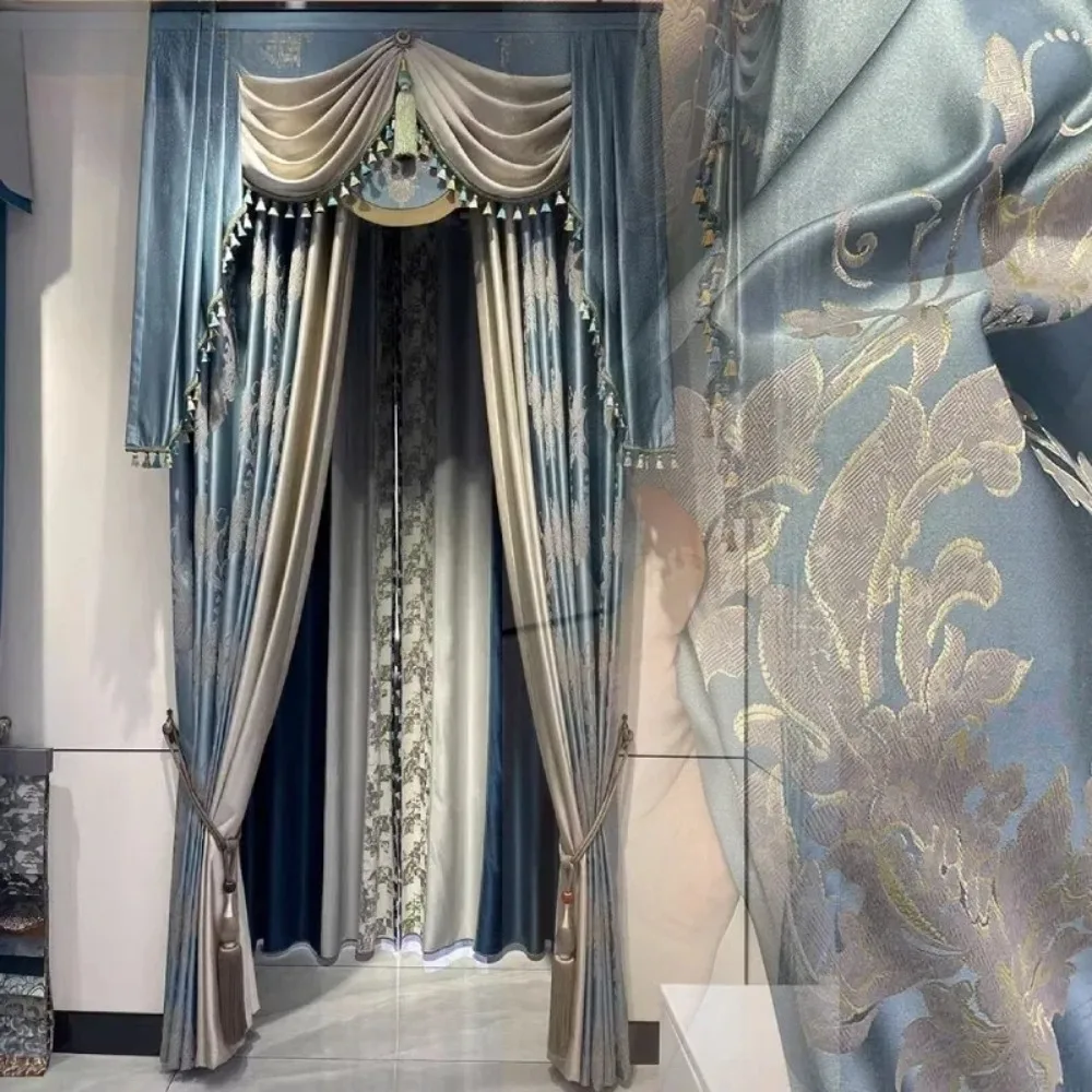 Light Blue Jacquard Splicing Thickened Curtains For Living Room Bedroom French Window Villa Customized Window Screen Finished
Light Blue Jacquard Splicing Thickened Curtains For Living Room Bedroom French Window Villa Customized Window Screen Finished