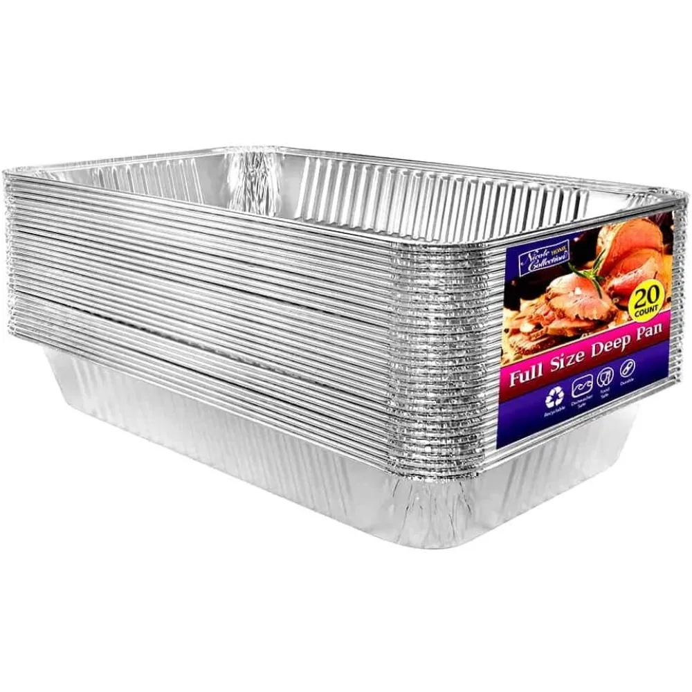 Heavy Duty Aluminum Foil Pans 21x13 Inches, 20 Pack Disposable Baking Roasting Trays for Catering
Heavy Duty Aluminum Foil Pans 21x13 Inches, 20 Pack Disposable Baking Roasting Trays for Catering