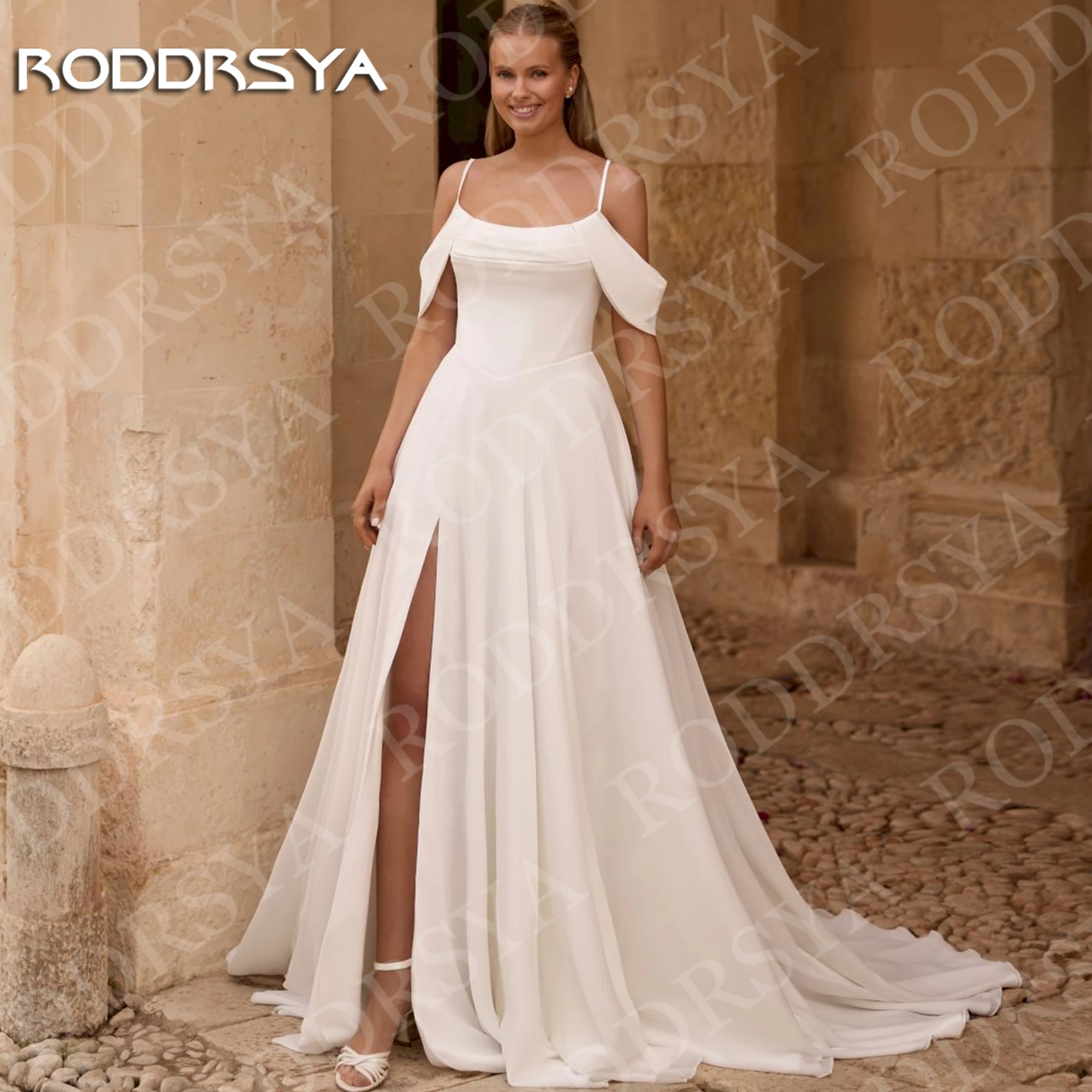 RODDRSYA Wedding Dress Spaghetti Straps Open Back Simple Off Shoulder A Line Chiffon Beach Bridal Dresses Customized High Slit
RODDRSYA Wedding Dress Spaghetti Straps Open Back Simple Off Shoulder A Line Chiffon Beach Bridal Dresses Customized High Slit