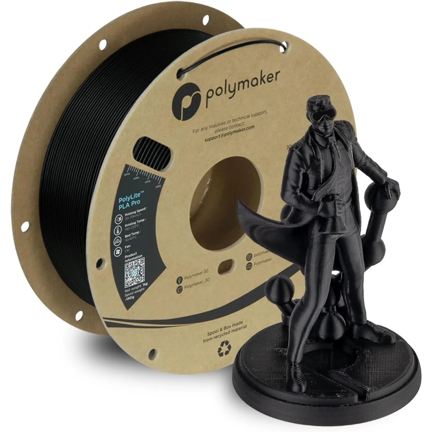 PLA PRO Filament 1.75mm, Tough & High Rigidity Black PLA Filament 1kg Cardboard Spool, Easy to Print with Most 3D Printers
PLA PRO Filament 1.75mm, Tough & High Rigidity Black PLA Filament 1kg Cardboard Spool, Easy to Print with Most 3D Printers