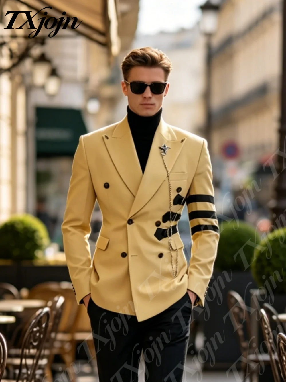 Fashion Yellow 2PCS Tuxedo For Men Slim Fit Formal Suit With Black Accents For Wedding Prom Party Special Occasions Customized
Fashion Yellow 2PCS Tuxedo For Men Slim Fit Formal Suit With Black Accents For Wedding Prom Party Special Occasions Customized