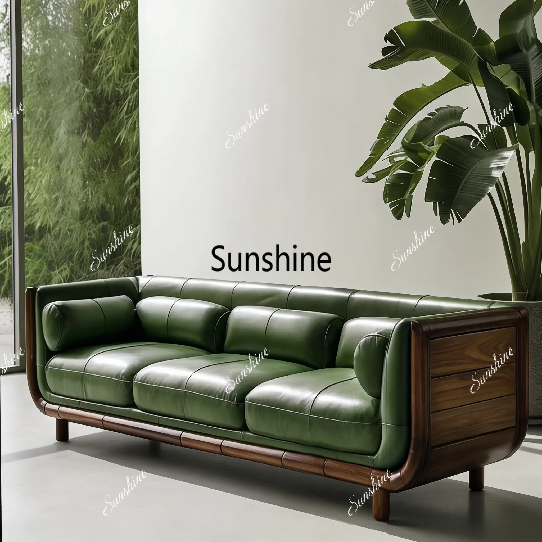 New Chinese-style solid wood modern living room three-person leather sofa
New Chinese-style solid wood modern living room three-person leather sofa