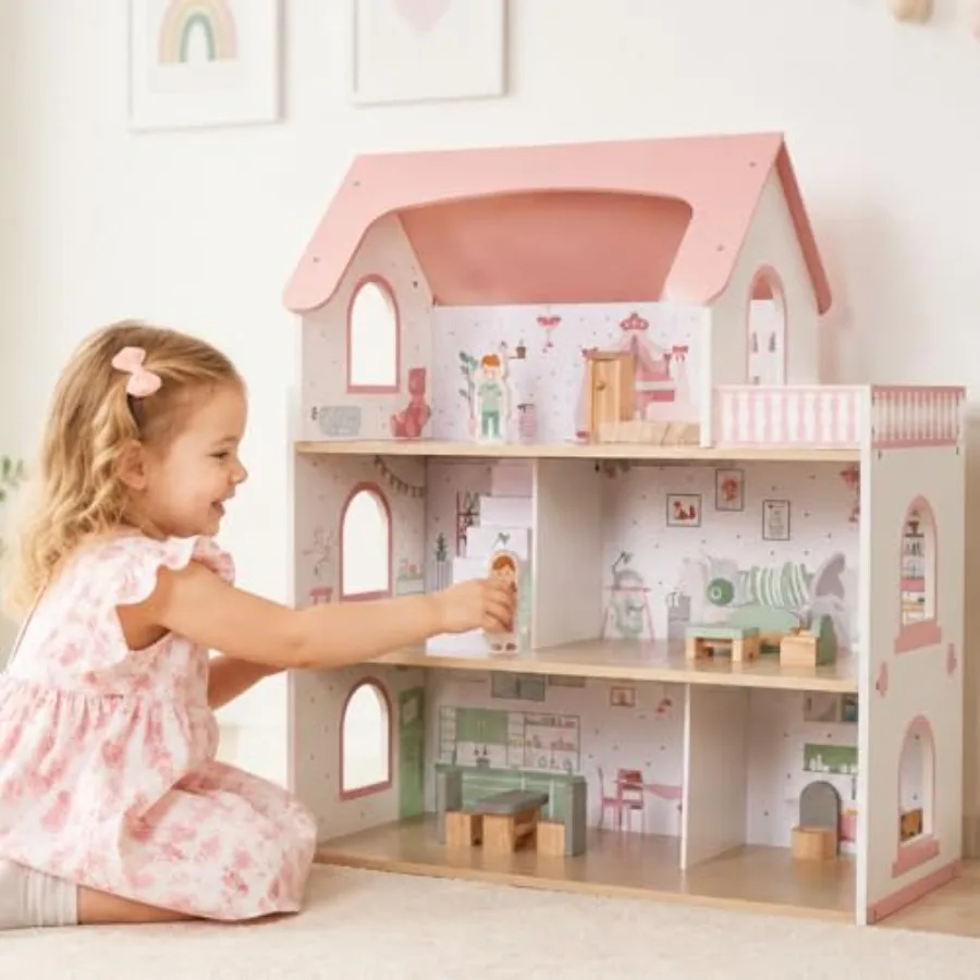 Wooden Pink Doll House for Girls with Balcony, DIY Pretend Dolls Play House Toy, Dollhouses Toys with 12 PCS Furniture Accessor
Wooden Pink Doll House for Girls with Balcony, DIY Pretend Dolls Play House Toy, Dollhouses Toys with 12 PCS Furniture Accessor
