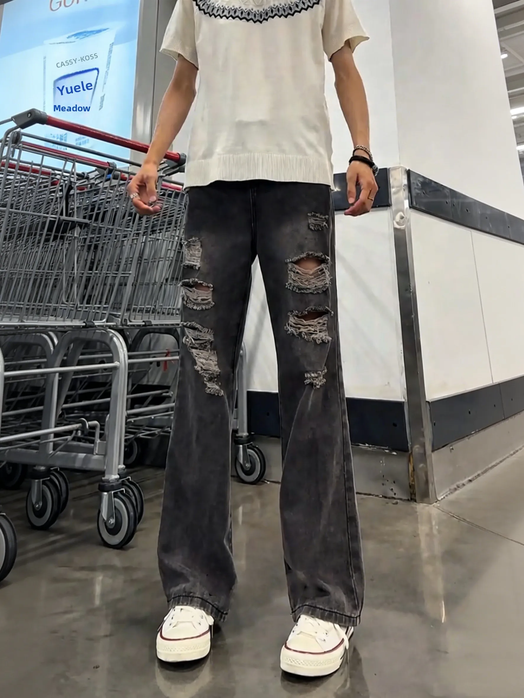 Washed Black Grey Men's Summer Thin Straight Leg Jeans High Street Style Wear Resistant Loose Fit Casual Torn Denim Pants
Washed Black Grey Men's Summer Thin Straight Leg Jeans High Street Style Wear Resistant Loose Fit Casual Torn Denim Pants