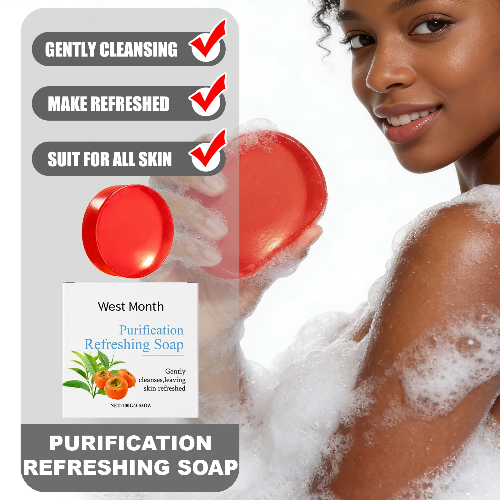 WEST MONTH Purification Refreshing Soap Moisturizing Nourishing Make Skin Hydrated Smooth Suitable For All Skin Types
WEST MONTH Purification Refreshing Soap Moisturizing Nourishing Make Skin Hydrated Smooth Suitable For All Skin Types