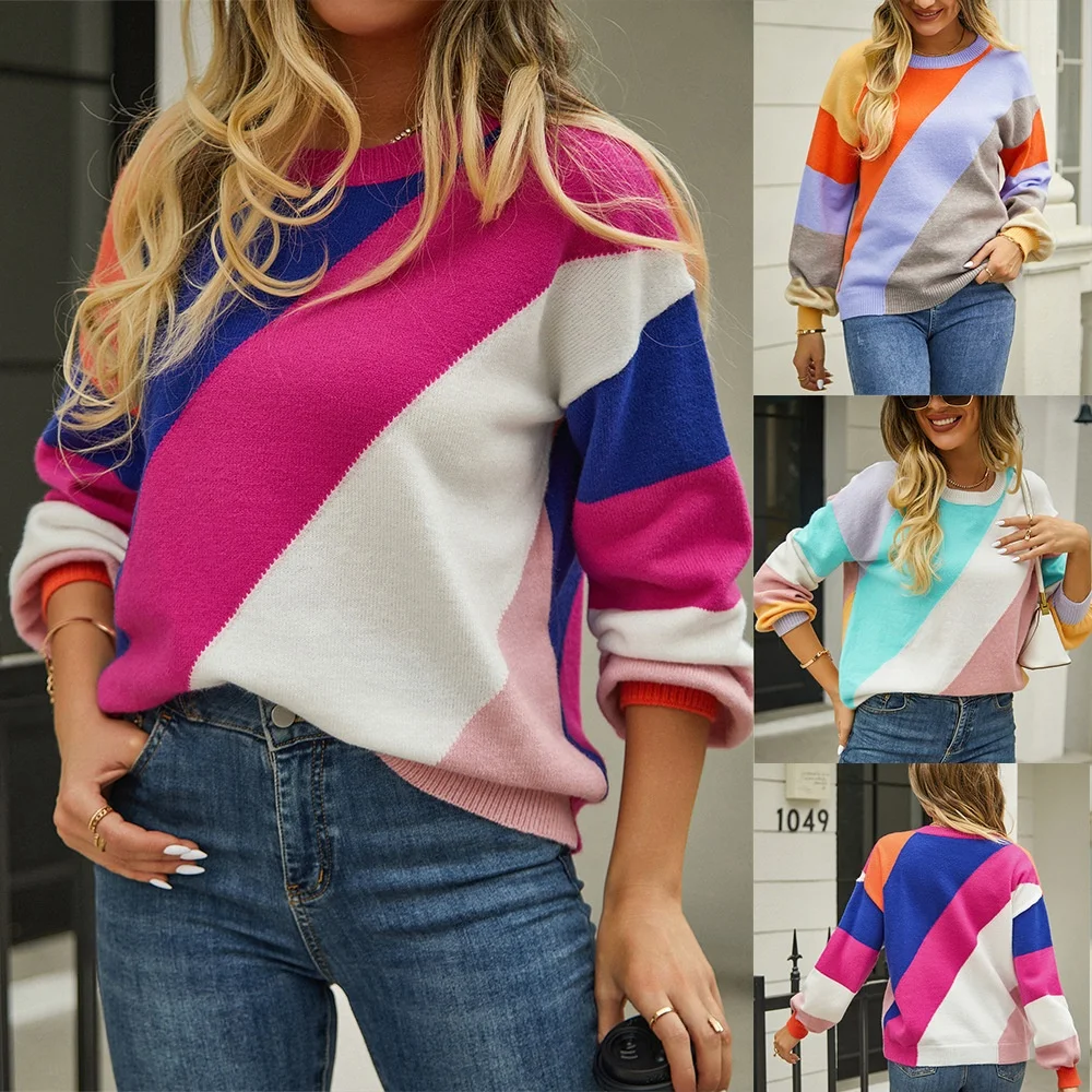 Fashionable Striped Patchwork round Neck Sweater Women's Spring 2026 New Arrival Casual Loose Fit Knitwear Stylish T-Shirt
Fashionable Striped Patchwork round Neck Sweater Women's Spring 2026 New Arrival Casual Loose Fit Knitwear Stylish T-Shirt