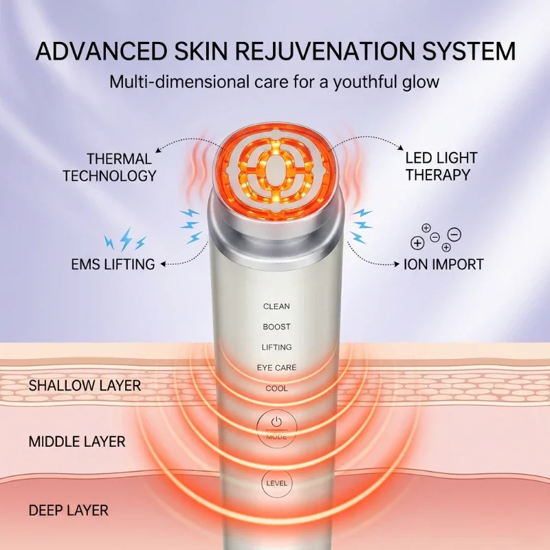 5-in-1 Anti-Aging Face Massager with Hot Cold RF EMS Beauty Device LED Light Therapy Skin Tightening And Lifting Mach
5-in-1 Anti-Aging Face Massager with Hot Cold RF EMS Beauty Device LED Light Therapy Skin Tightening And Lifting Mach