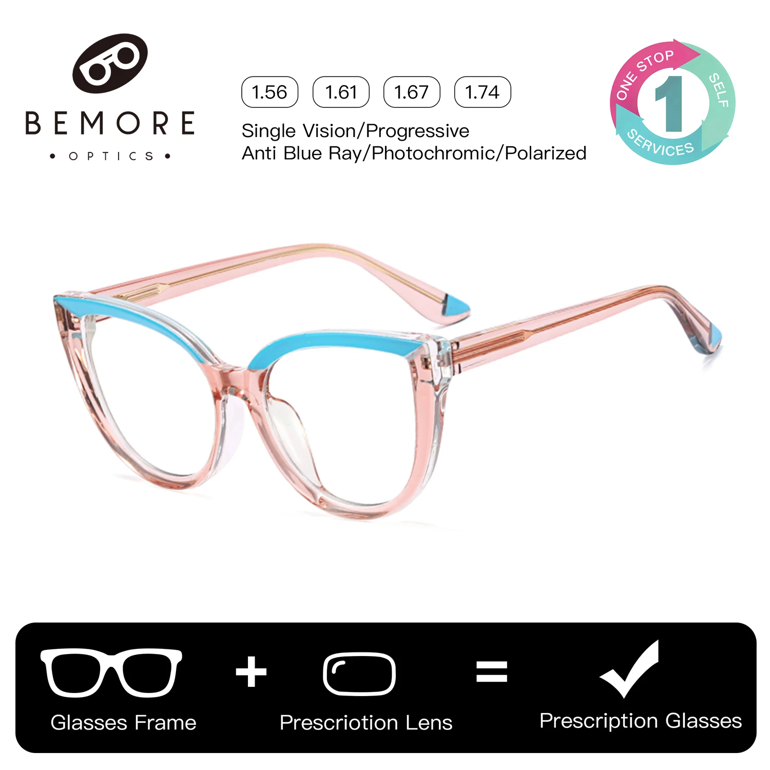 BEMORE Butterfly Acetate Prescription Glasses Women Square Blue Light Filter Photochromic Progressive Bifocal Eyeglasses
BEMORE Butterfly Acetate Prescription Glasses Women Square Blue Light Filter Photochromic Progressive Bifocal Eyeglasses