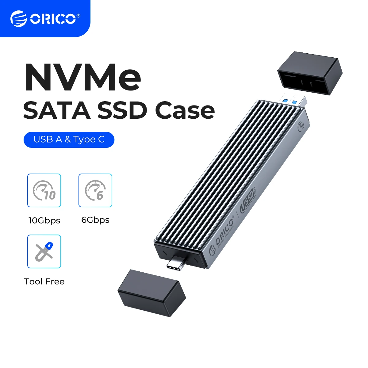 ORICO 2 in 1 USB A Type-C Dual Interface M.2 SSD Case Support M2 NVMe M Key SATA NGFF M&B Key SSD Hard Disk with Cooling Vest
ORICO 2 in 1 USB A Type-C Dual Interface M.2 SSD Case Support M2 NVMe M Key SATA NGFF M&B Key SSD Hard Disk with Cooling Vest