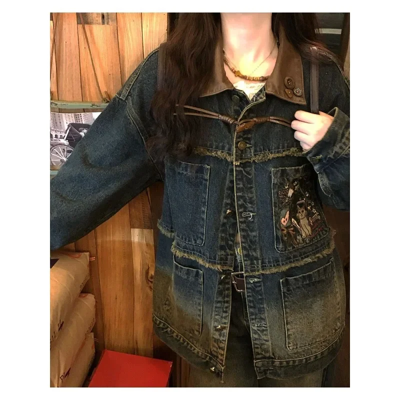 2024 New Style Color Contrast Denim Jacket,American Retro Loose Street Shirt Lapel Jacket Long Sleeves,coat Punk Clothing Jacket
2024 New Style Color Contrast Denim Jacket,American Retro Loose Street Shirt Lapel Jacket Long Sleeves,coat Punk Clothing Jacket