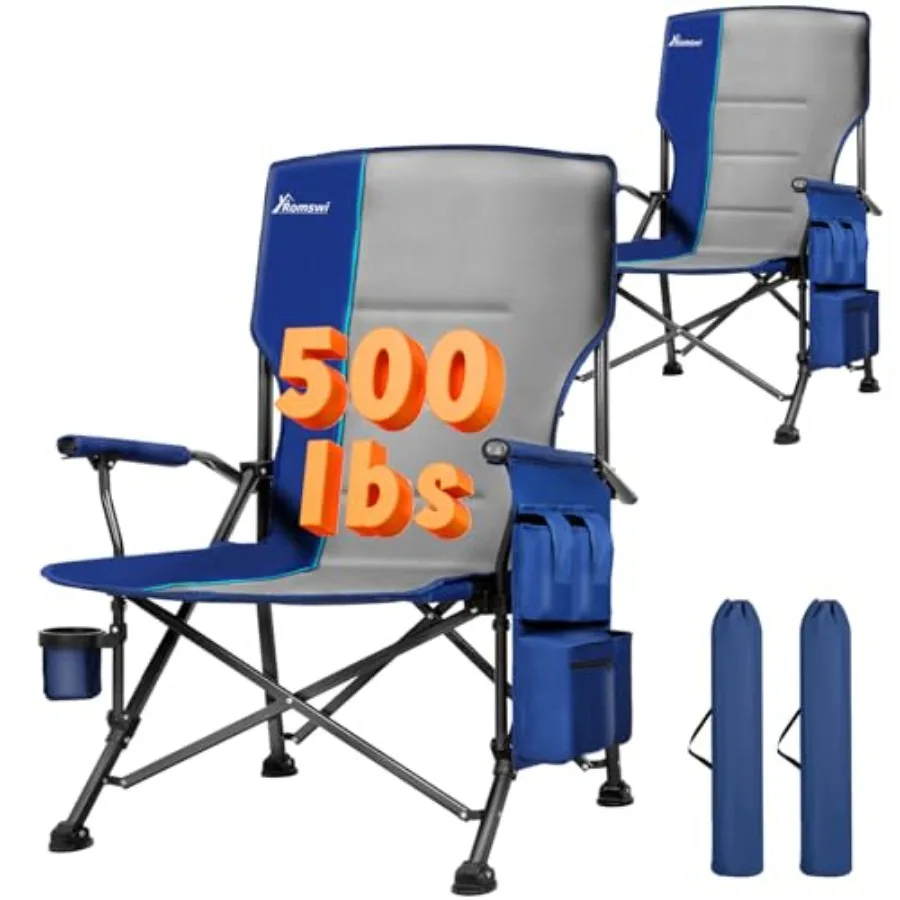 Oversized Camping Chairs 2 Pack 500 LBS Heavy Duty Folding Lawn Chairs with Hard Armrests Wide Seat Outdoor Chairs with Cup Hol
Oversized Camping Chairs 2 Pack 500 LBS Heavy Duty Folding Lawn Chairs with Hard Armrests Wide Seat Outdoor Chairs with Cup Hol